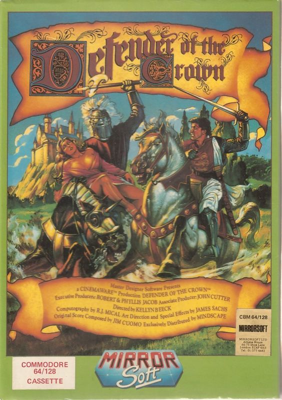 Defender box art for Commodore 64